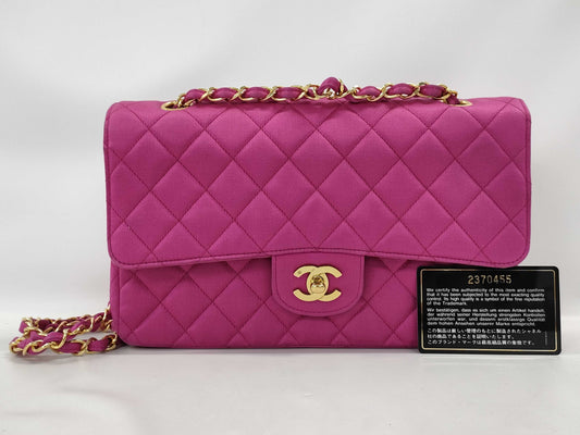 CHANEL Double Flap Satin Pink GP Shoulder Bag
