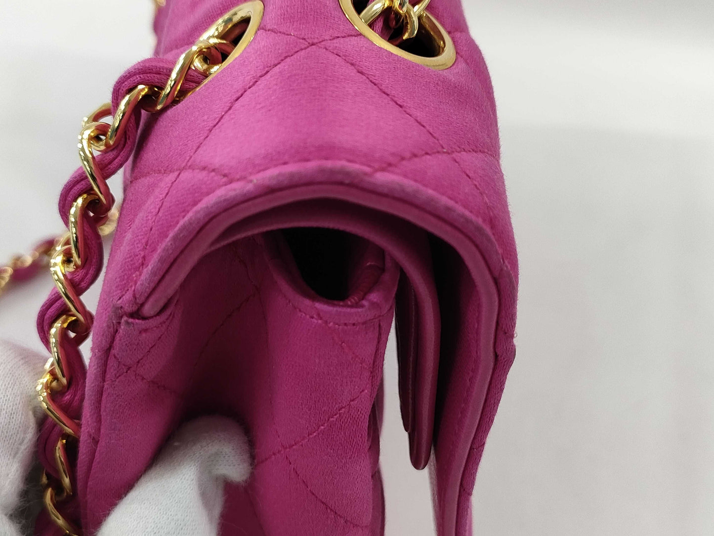 CHANEL Double Flap Satin Pink GP Shoulder Bag