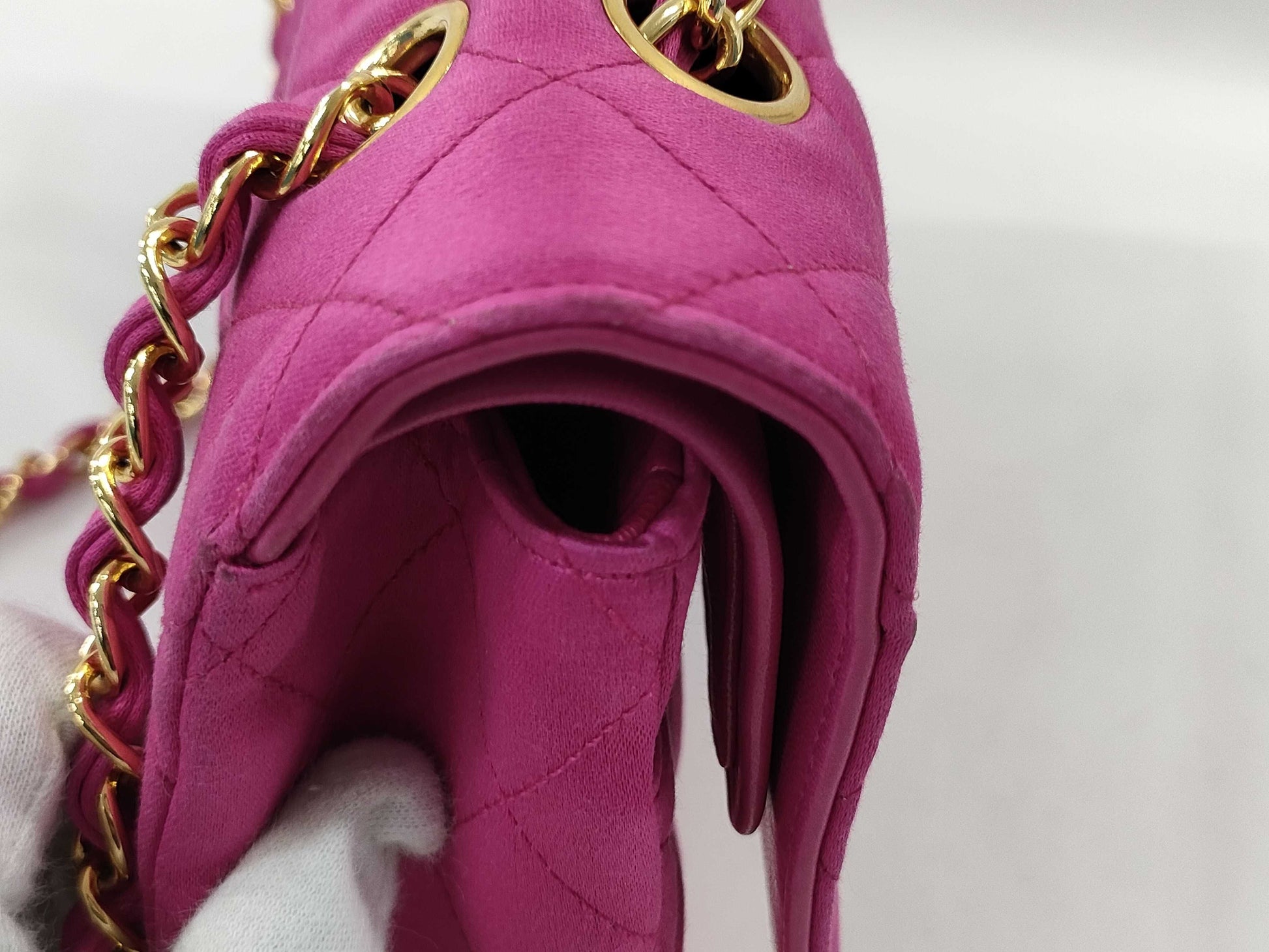 CHANEL Double Flap Satin Pink GP Shoulder Bag