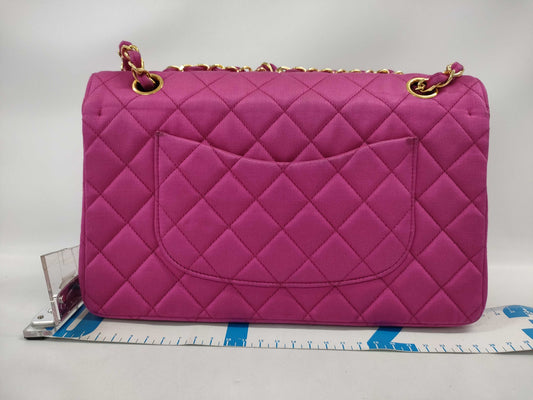 CHANEL Double Flap Satin Pink GP Shoulder Bag