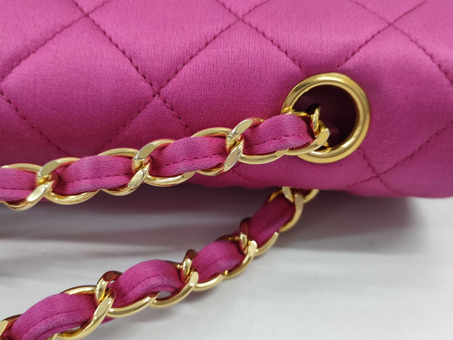 CHANEL Double Flap Satin Pink GP Shoulder Bag