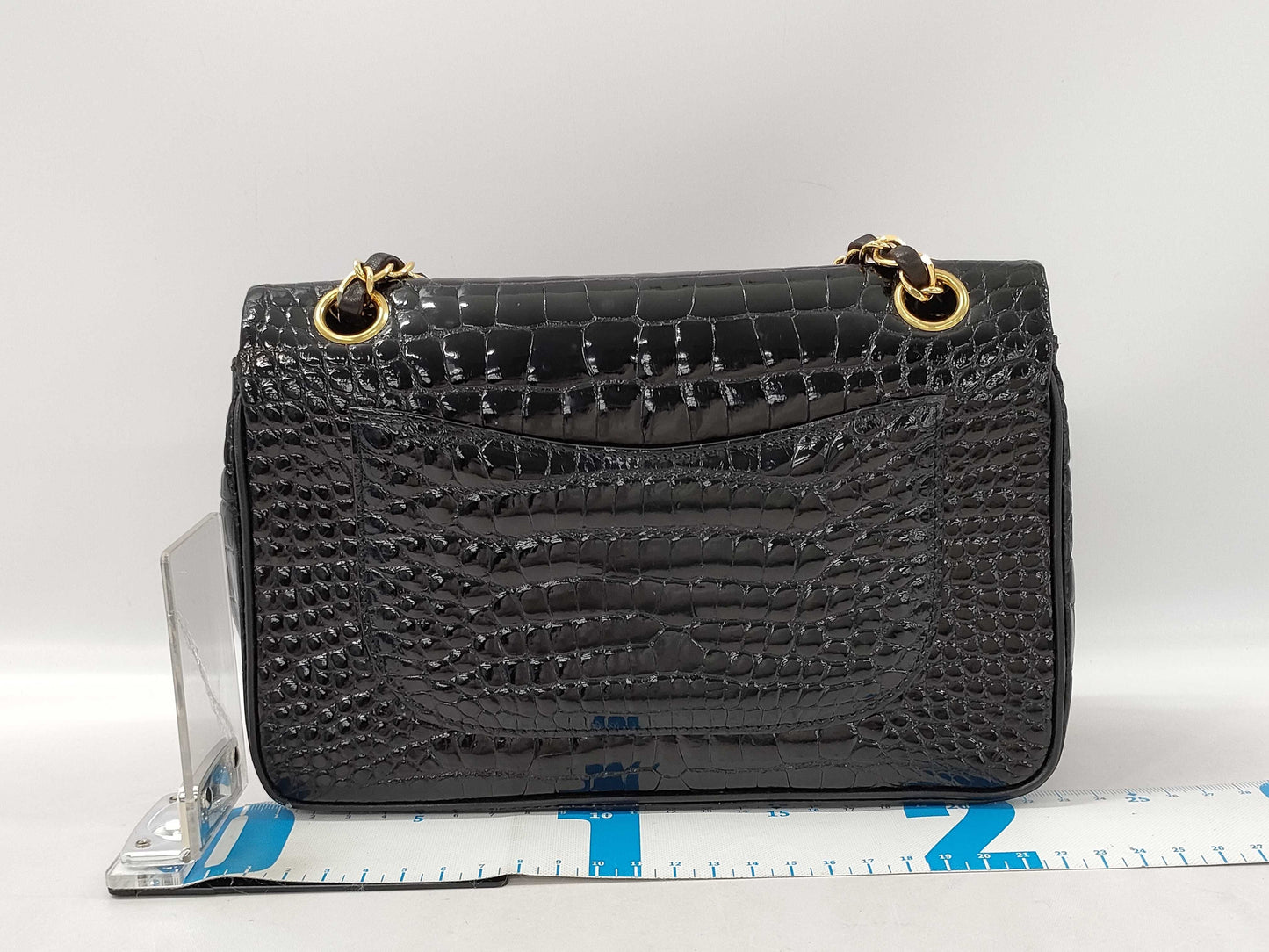 CHANEL Double Flap Crocodile Black GP Shoulder Bag