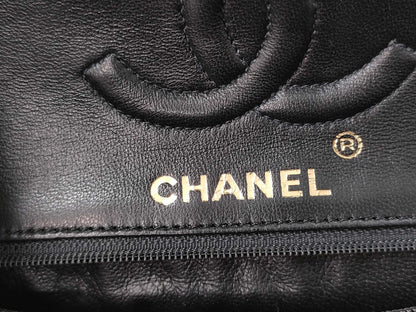 CHANEL Double Flap Crocodile Black GP Shoulder Bag