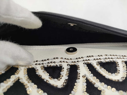 Dior Saddle Bag Sequin Satin Black White SS Handbag