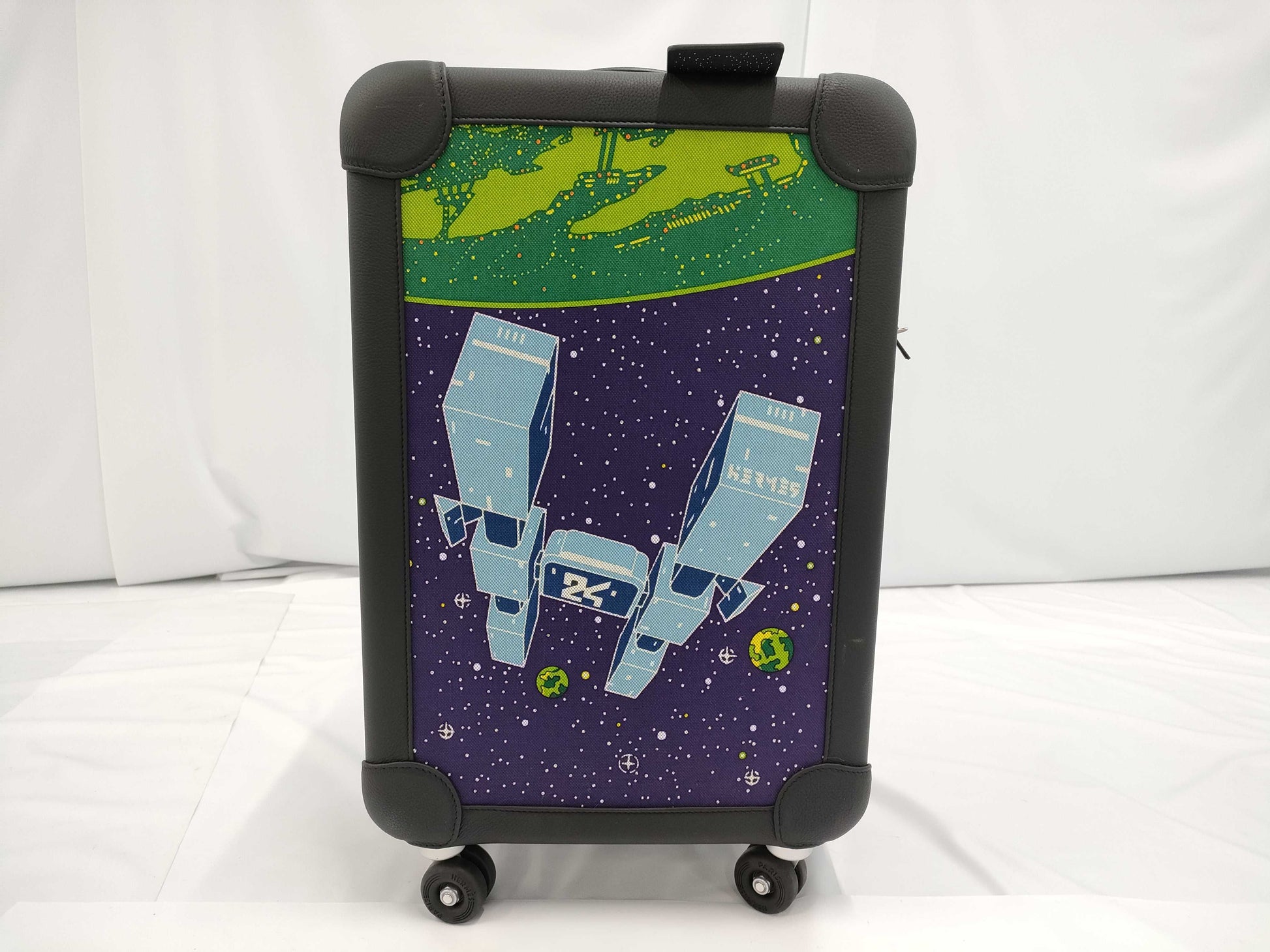 HERMES Togo Rolling Mobility Suitcase in Toile H Black Stainless Steel Carry-on Bag