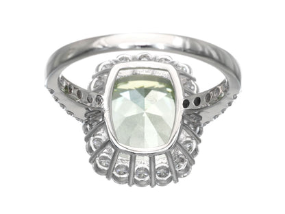 Green Beryl 6.557ct D1.24ct Pt900 9.2g Ring 