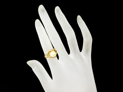 Pearl, diameter approximately 7.9mm, D0.06ct, 18K Gold, 5.0g, Ring 