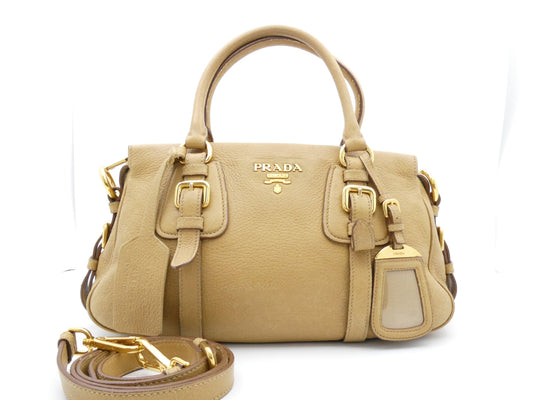 PRADA logo leather 2-way handbag