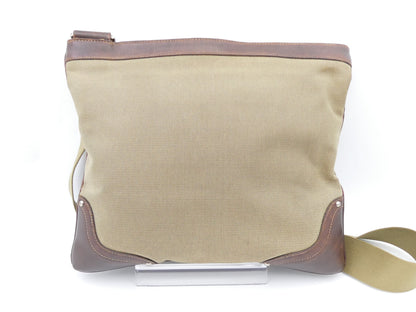 PRADA Logo Jacquard Canvas and Leather Shoulder Bag