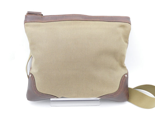 PRADA Logo Jacquard Canvas and Leather Shoulder Bag