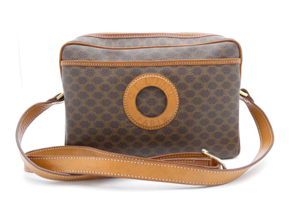 CELINE Circle Logo Macadam PVC Leather Shoulder Bag