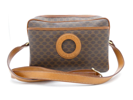 CELINE Circle Logo Macadam PVC Leather Shoulder Bag