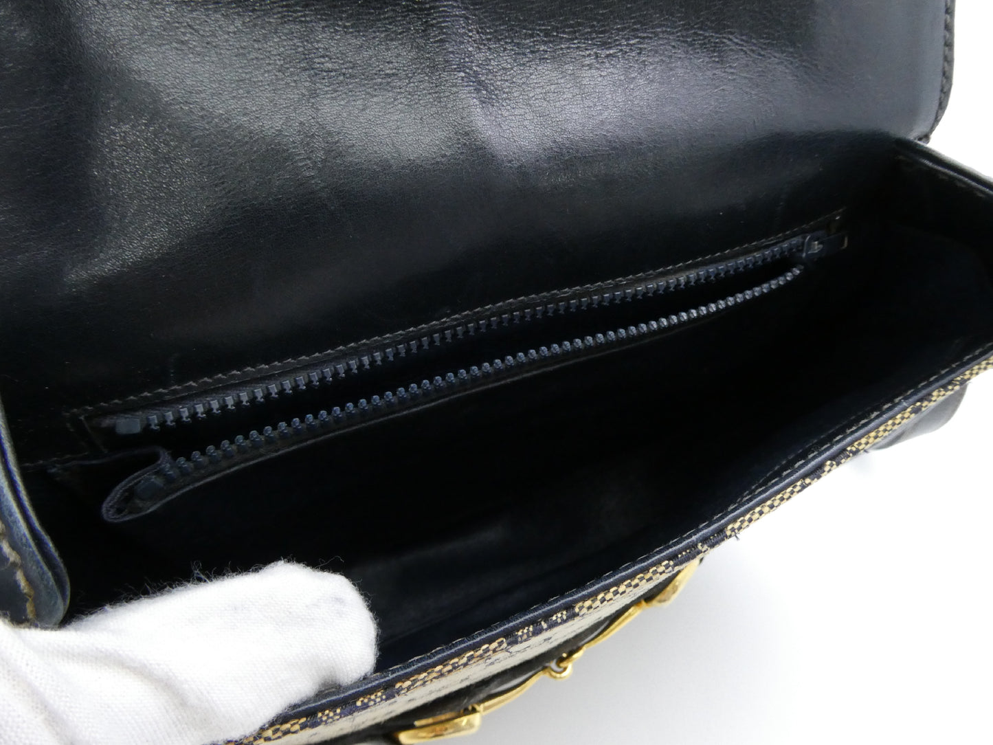 GUCCI Horsebit Hardware GG Canvas Leather Shoulder Bag