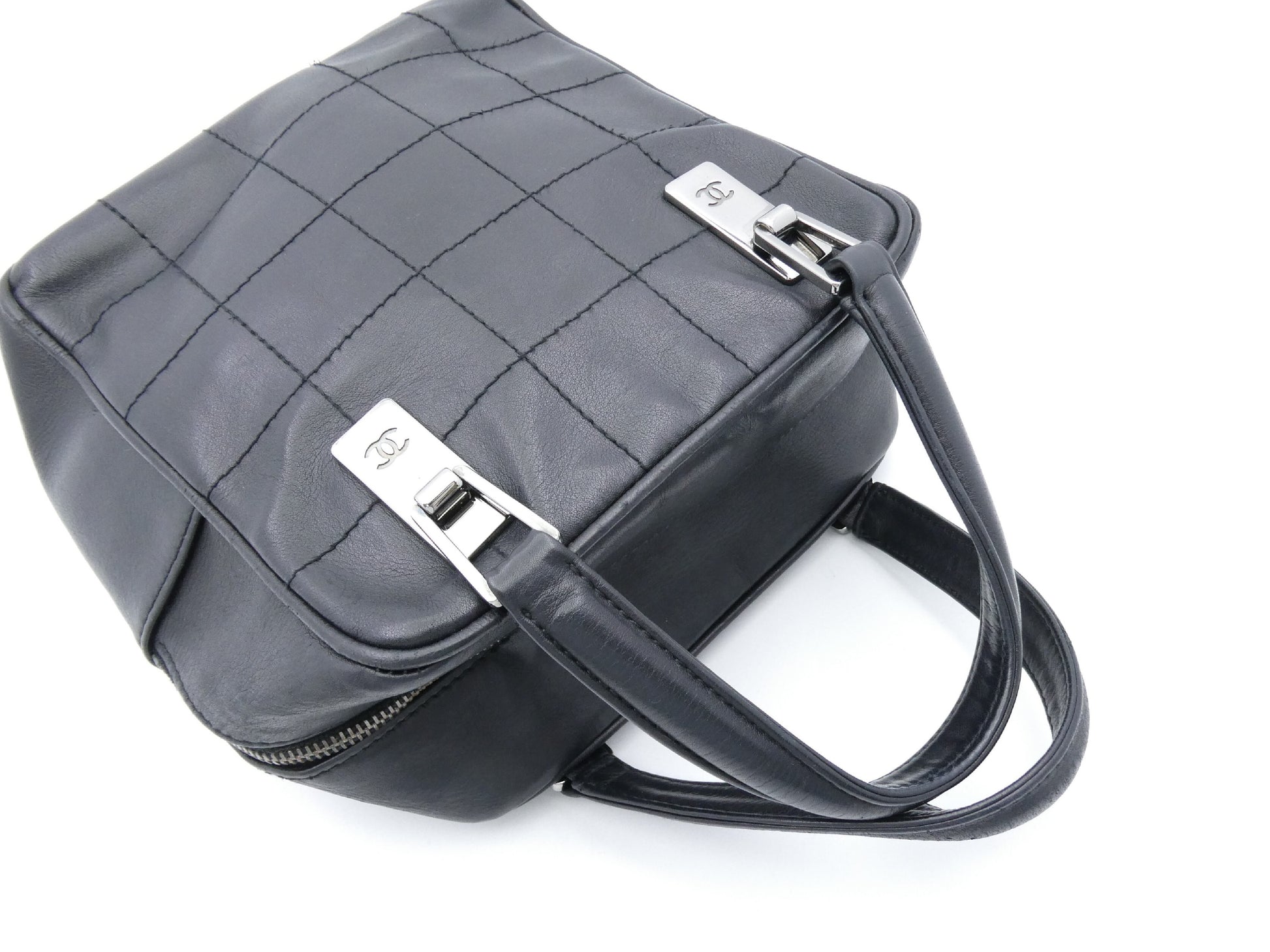 CHANEL Chocolate Bar Coco Mark Leather Handbag