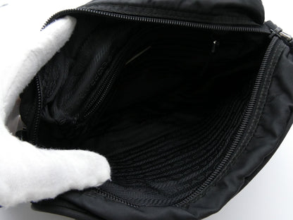 PRADA logo plate nylon shoulder bag