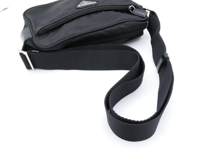 PRADA logo plate nylon shoulder bag
