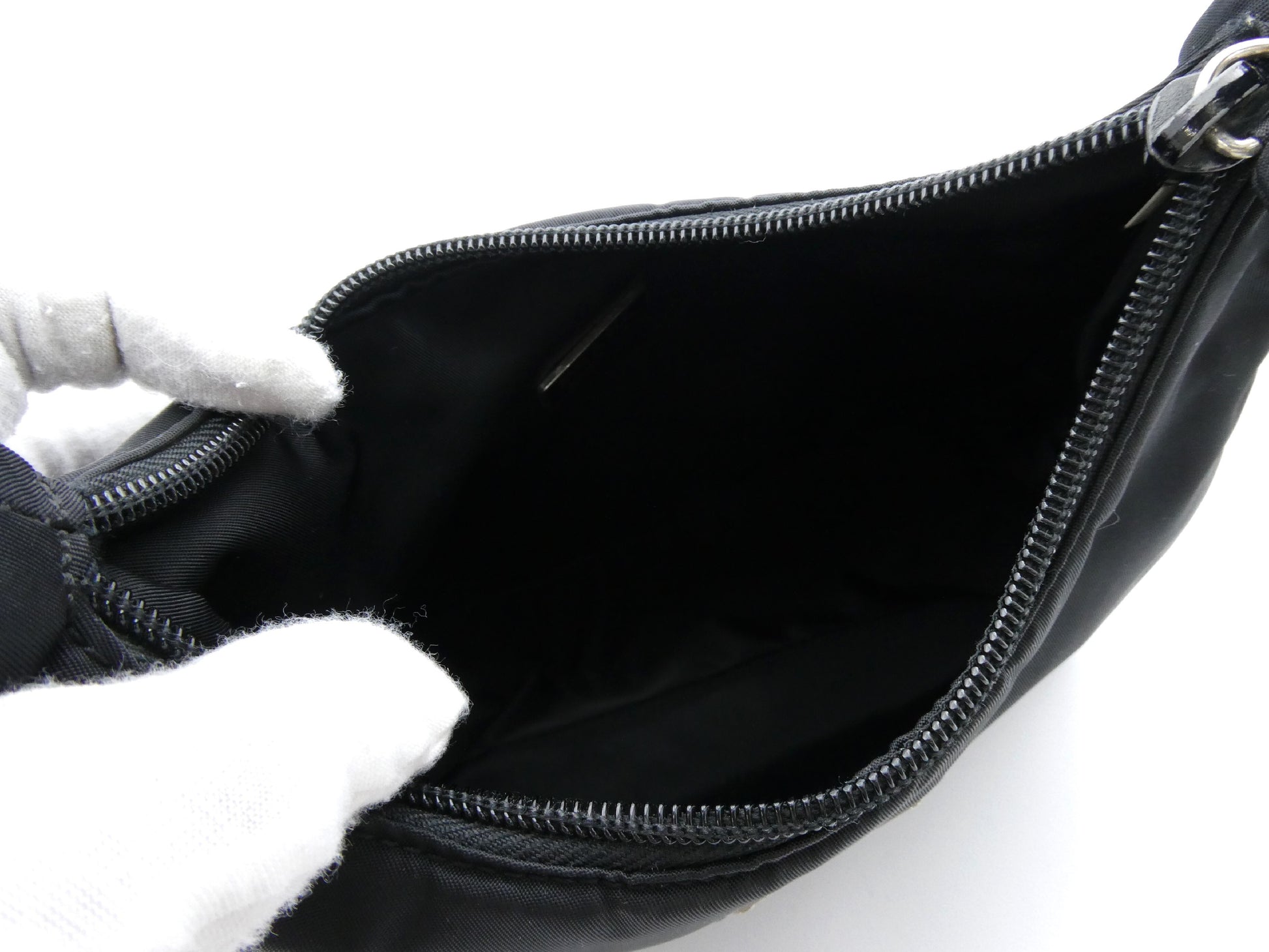 PRADA logo plate nylon handbag