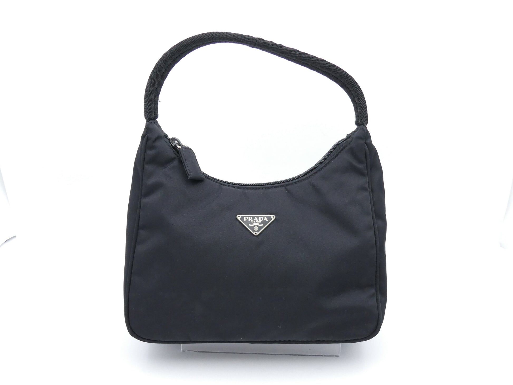 PRADA logo plate nylon handbag