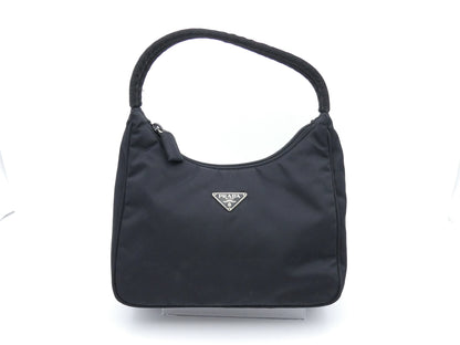 PRADA logo plate nylon handbag