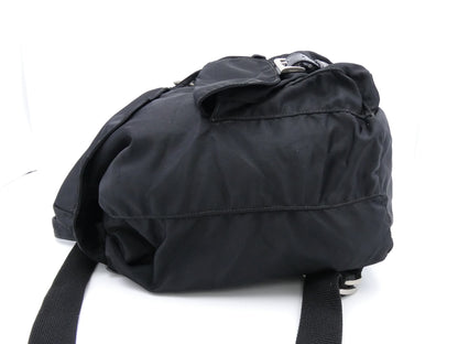 PRADA logo plate nylon and leather backpack