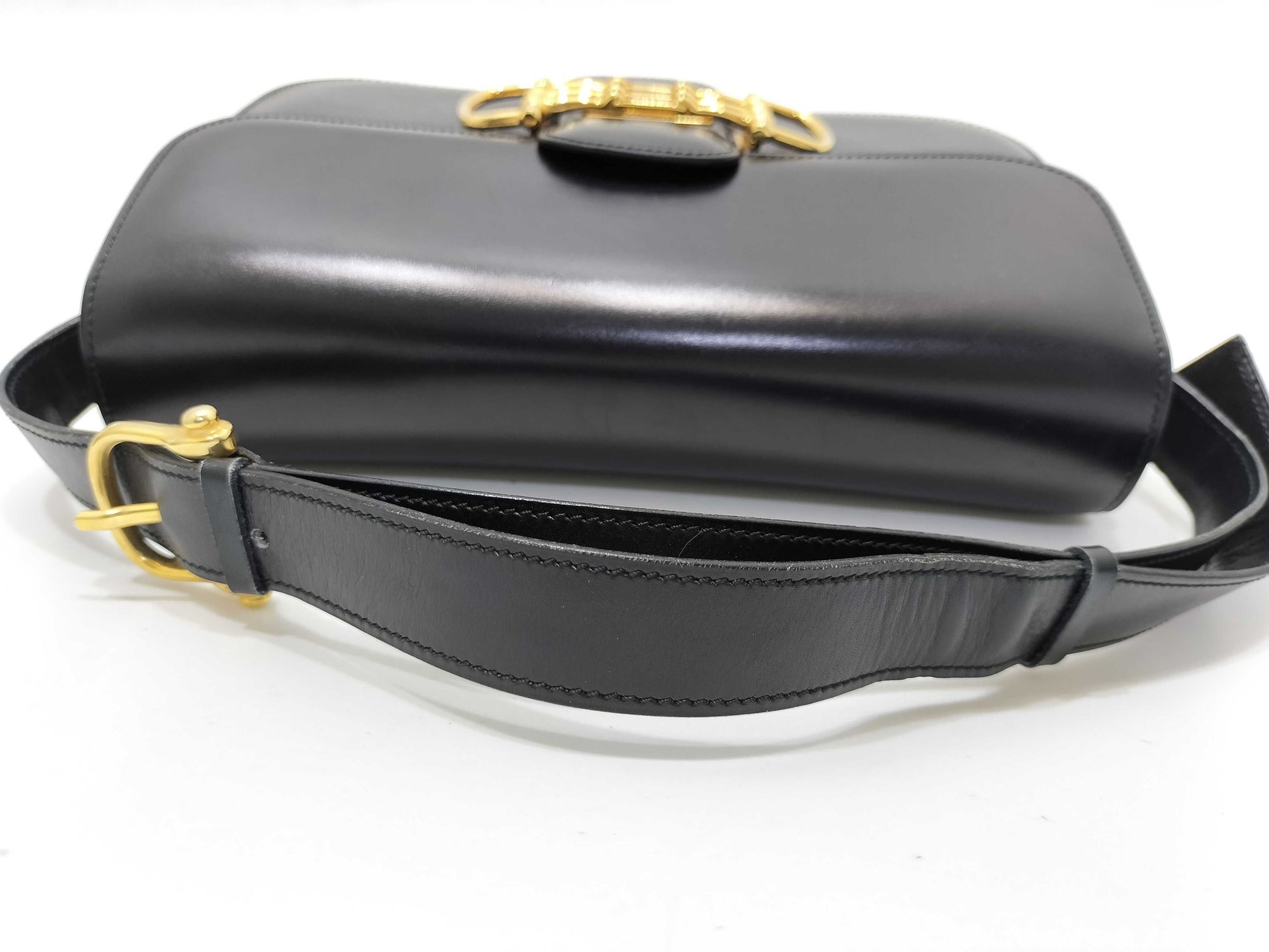 CELINE Leather Shoulder Bag with Gold Hardware