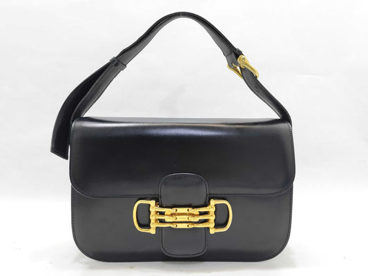 CELINE Leather Shoulder Bag with Gold Hardware