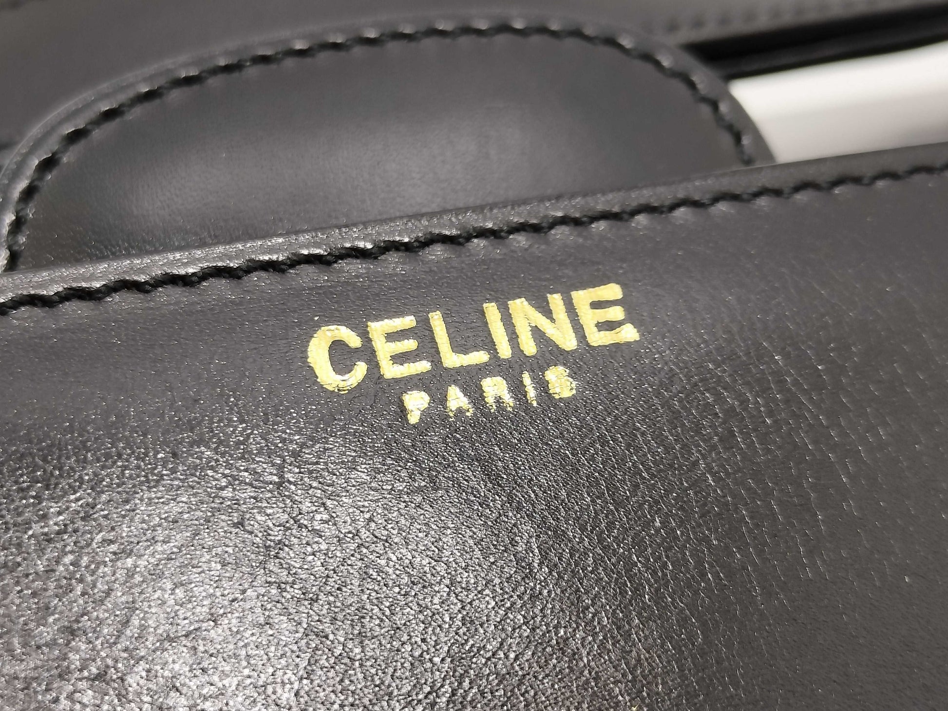 CELINE Leather Shoulder Bag with Gold Hardware