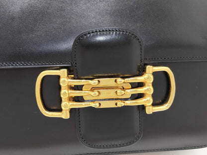 CELINE Leather Shoulder Bag with Gold Hardware