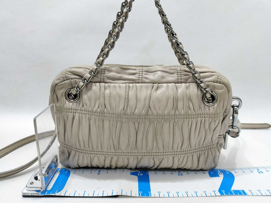 PRADA Gathered Logo Shoulder Bag Handbag