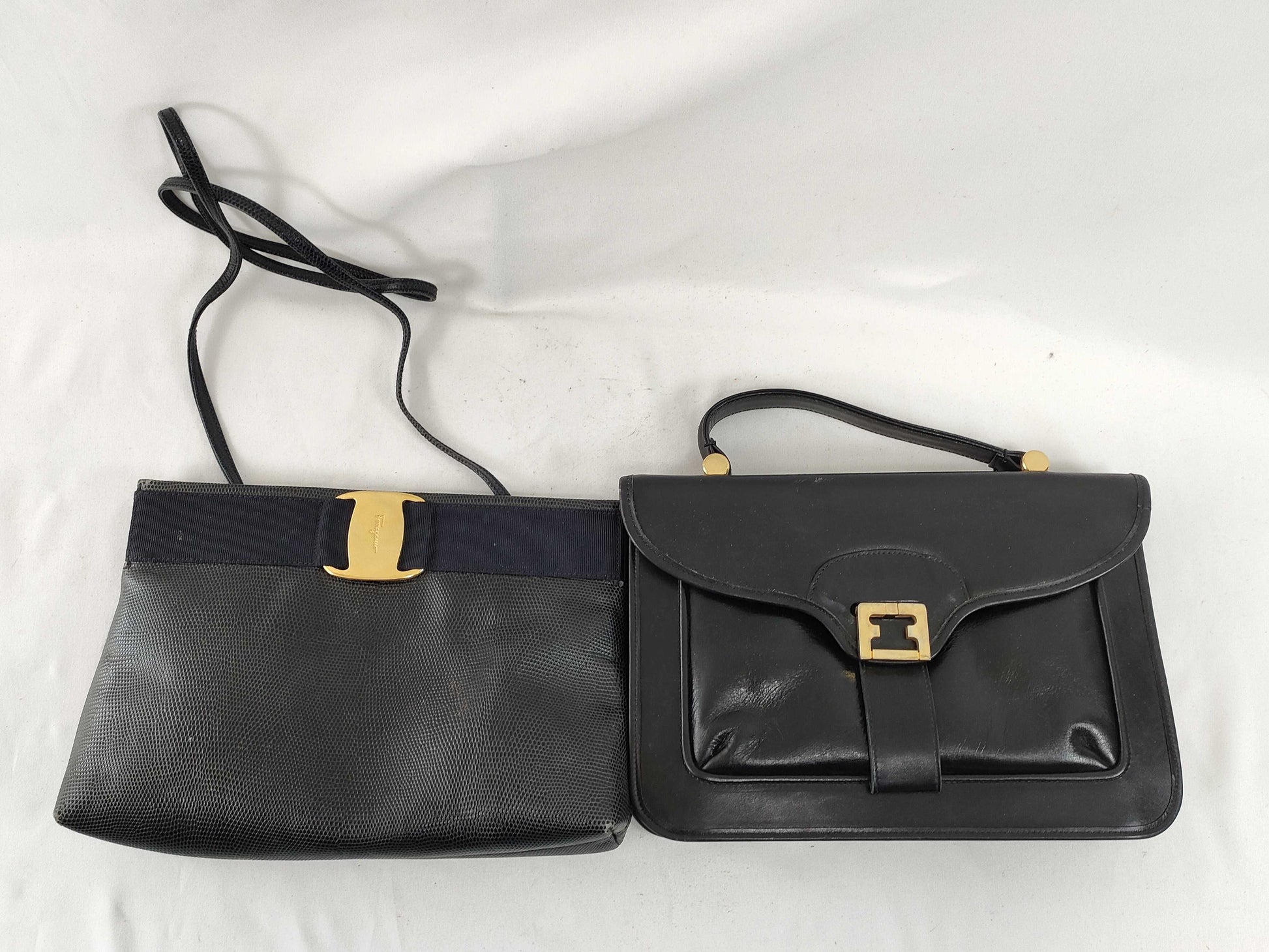 Salvatore Ferragamo Vara handbag and shoulder bag lizard set