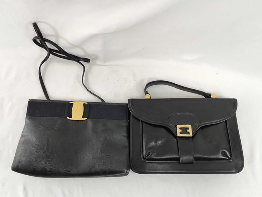Salvatore Ferragamo Vara handbag and shoulder bag lizard set