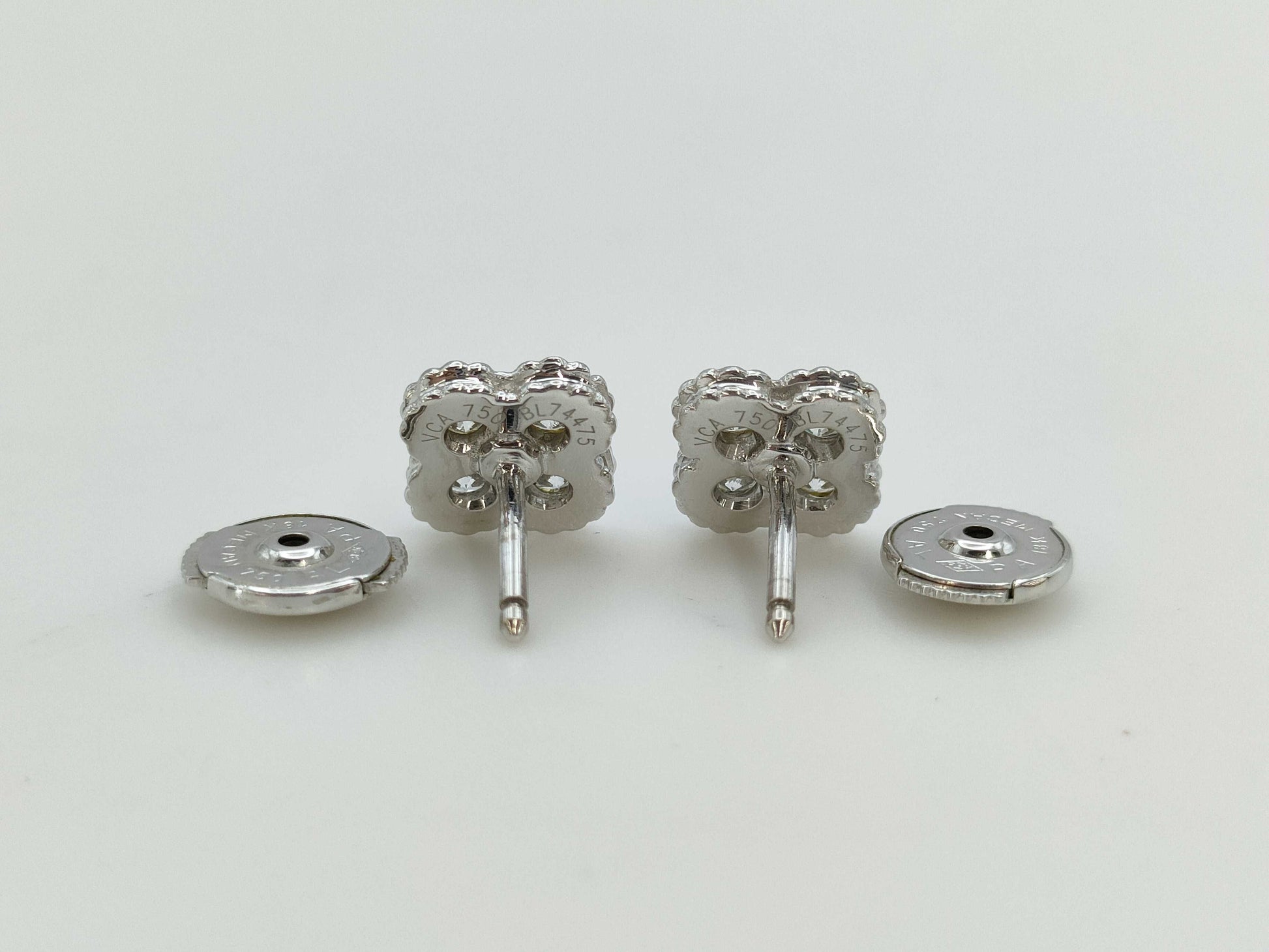 Van Cleef & Arpels Sweet Alhambra Diamond Earrings in 750 White Gold, 3.4g 