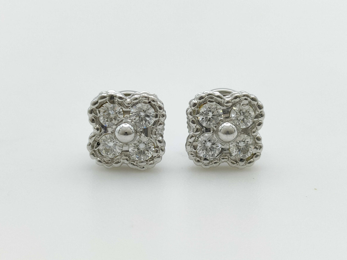 Van Cleef & Arpels Sweet Alhambra Diamond Earrings in 750 White Gold, 3.4g 