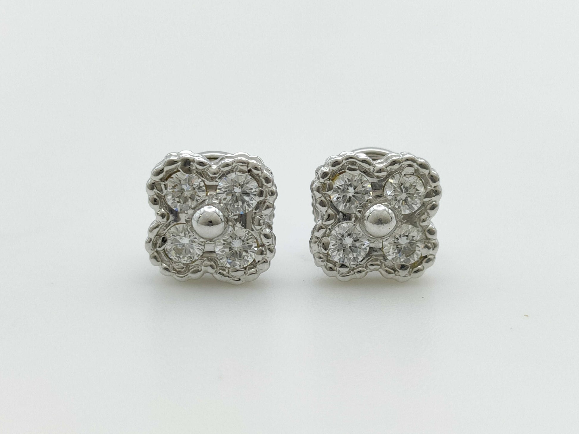 Van Cleef & Arpels Sweet Alhambra Diamond Earrings in 750 White Gold, 3.4g 