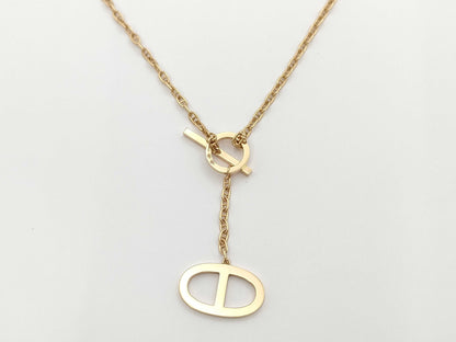 HERMES Contour LG Diamond PG Au750 10.4g Necklace 