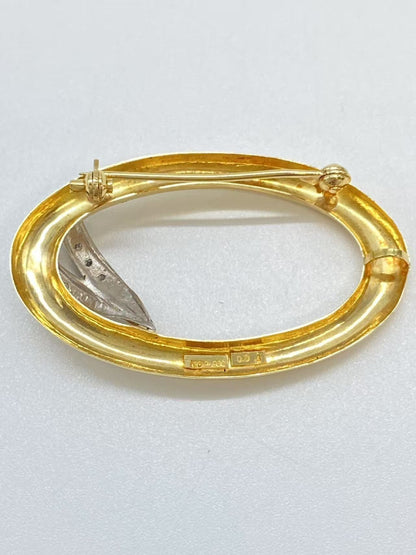 D0.04ct K18/Pt900 4.8g Brooch 
