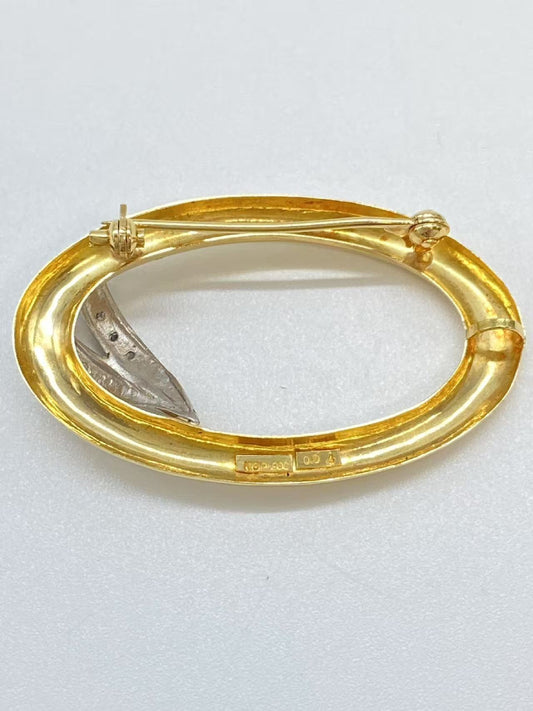 D0.04ct K18/Pt900 4.8g Brooch 