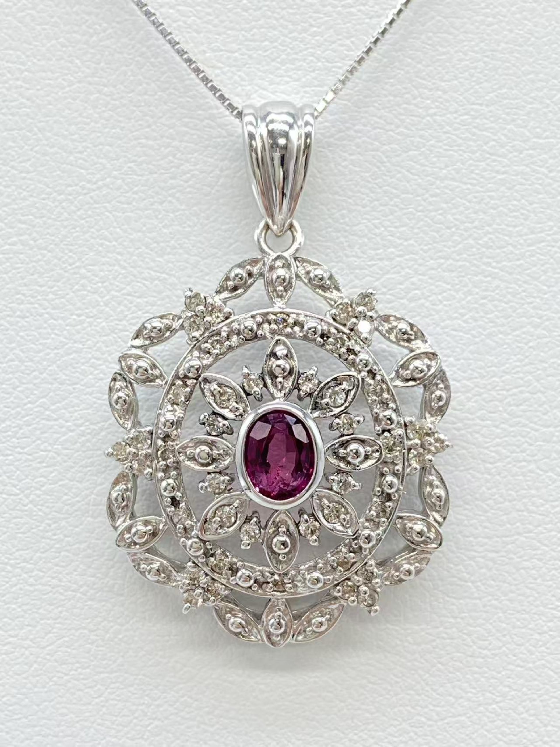 R1.004ct D0.54ct K18WG 10.3g Necklace 