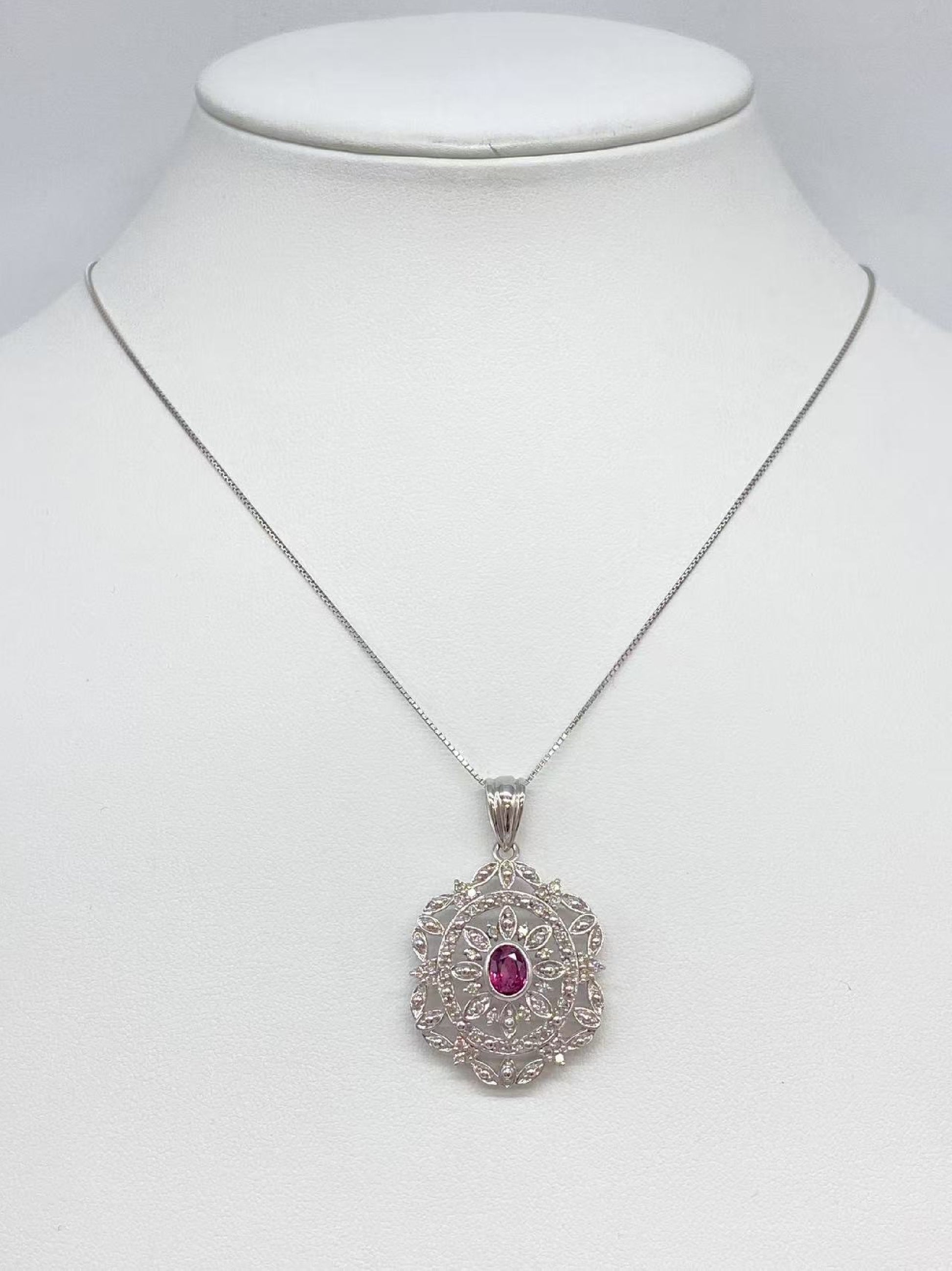 R1.004ct D0.54ct K18WG 10.3g Necklace 