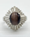 1.9ct colored stone, D1.47ct, Pt900, 8.3g ring 