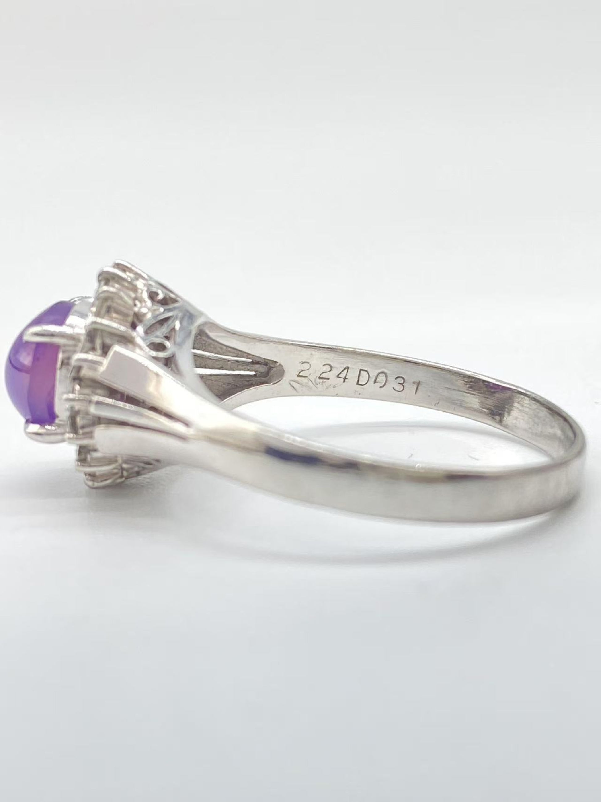 Purple Star Sapphire 2.24ct D0.31ct Pt850 5.4g Ring 