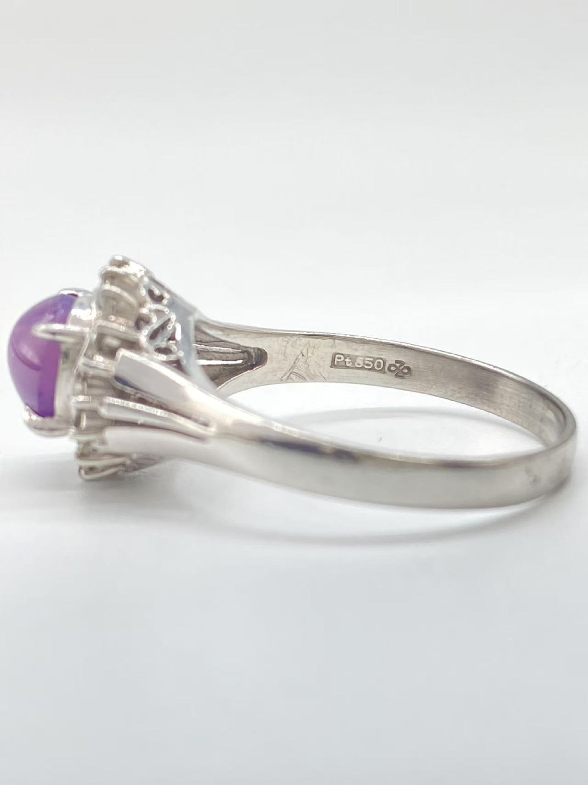 Purple Star Sapphire 2.24ct D0.31ct Pt850 5.4g Ring 