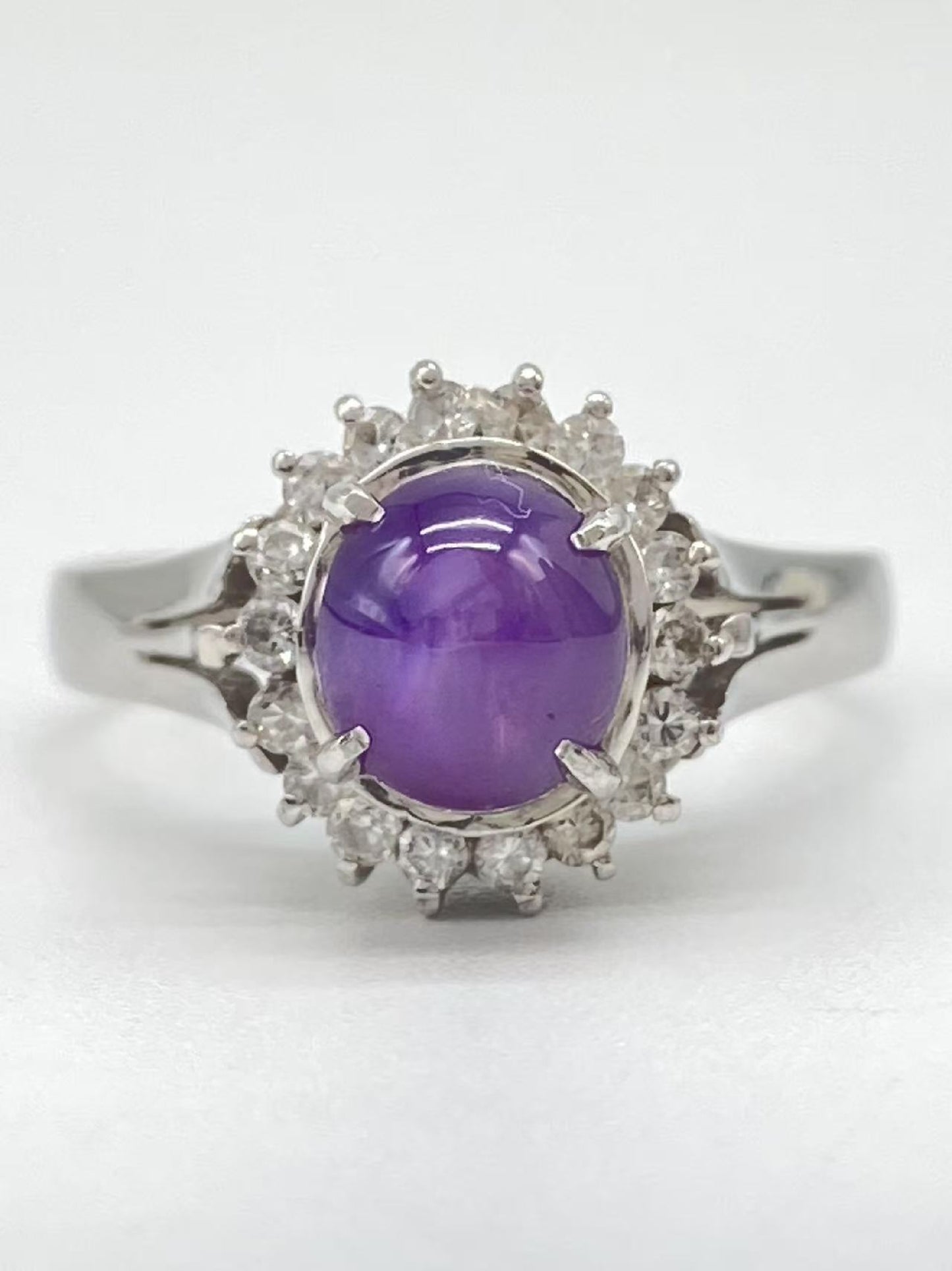 Purple Star Sapphire 2.24ct D0.31ct Pt850 5.4g Ring 