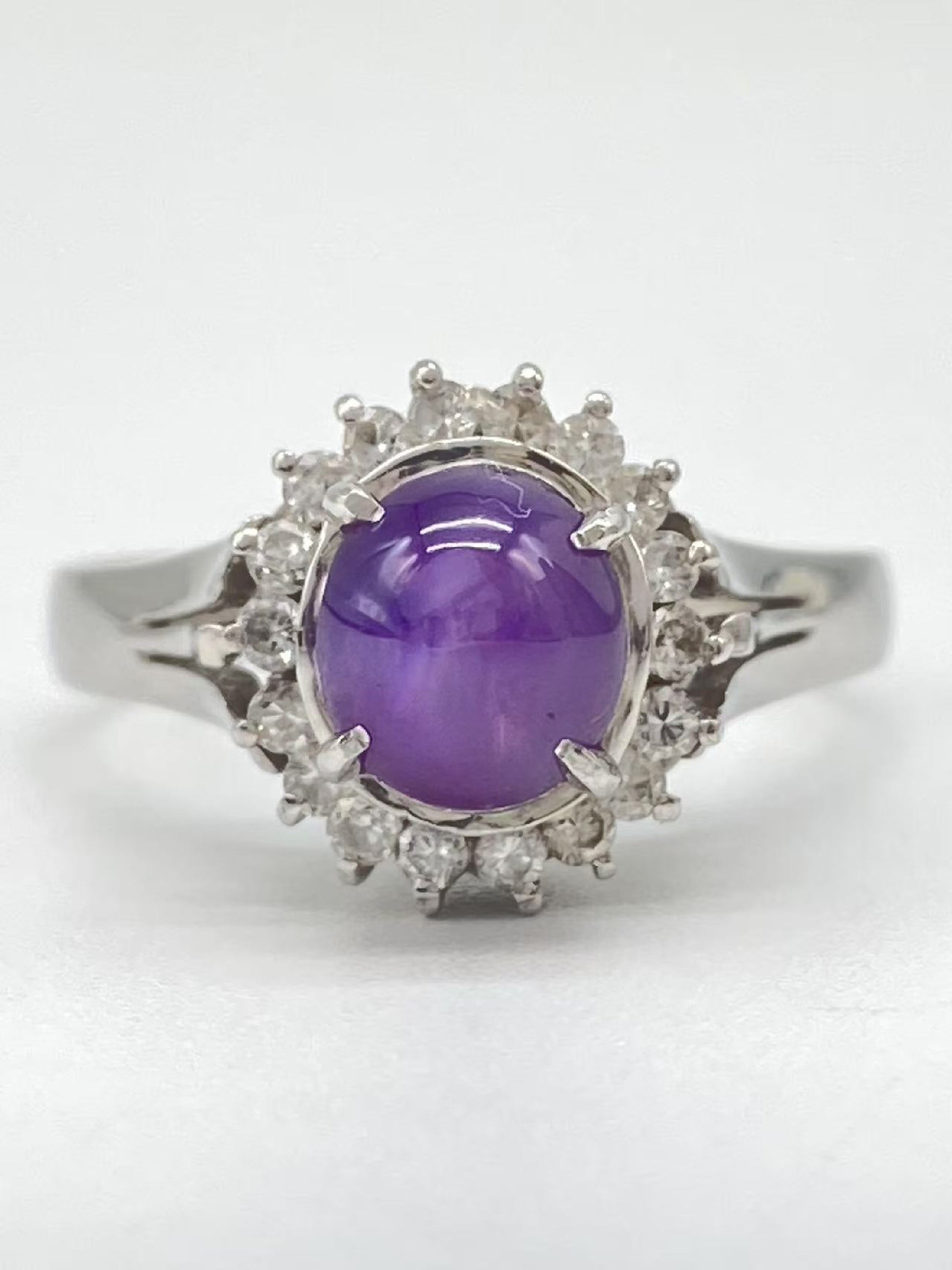Purple Star Sapphire 2.24ct D0.31ct Pt850 5.4g Ring 