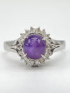 Purple Star Sapphire 2.24ct D0.31ct Pt850 5.4g Ring 