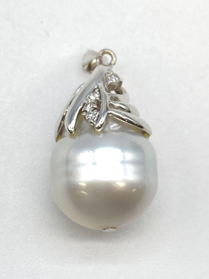 Pearl 15.4*19.8mm D0.04ct K18WG 9.3g Pendant Top 