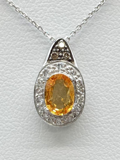 Colored Stone D0.16ct K18WG 3.0g Necklace 