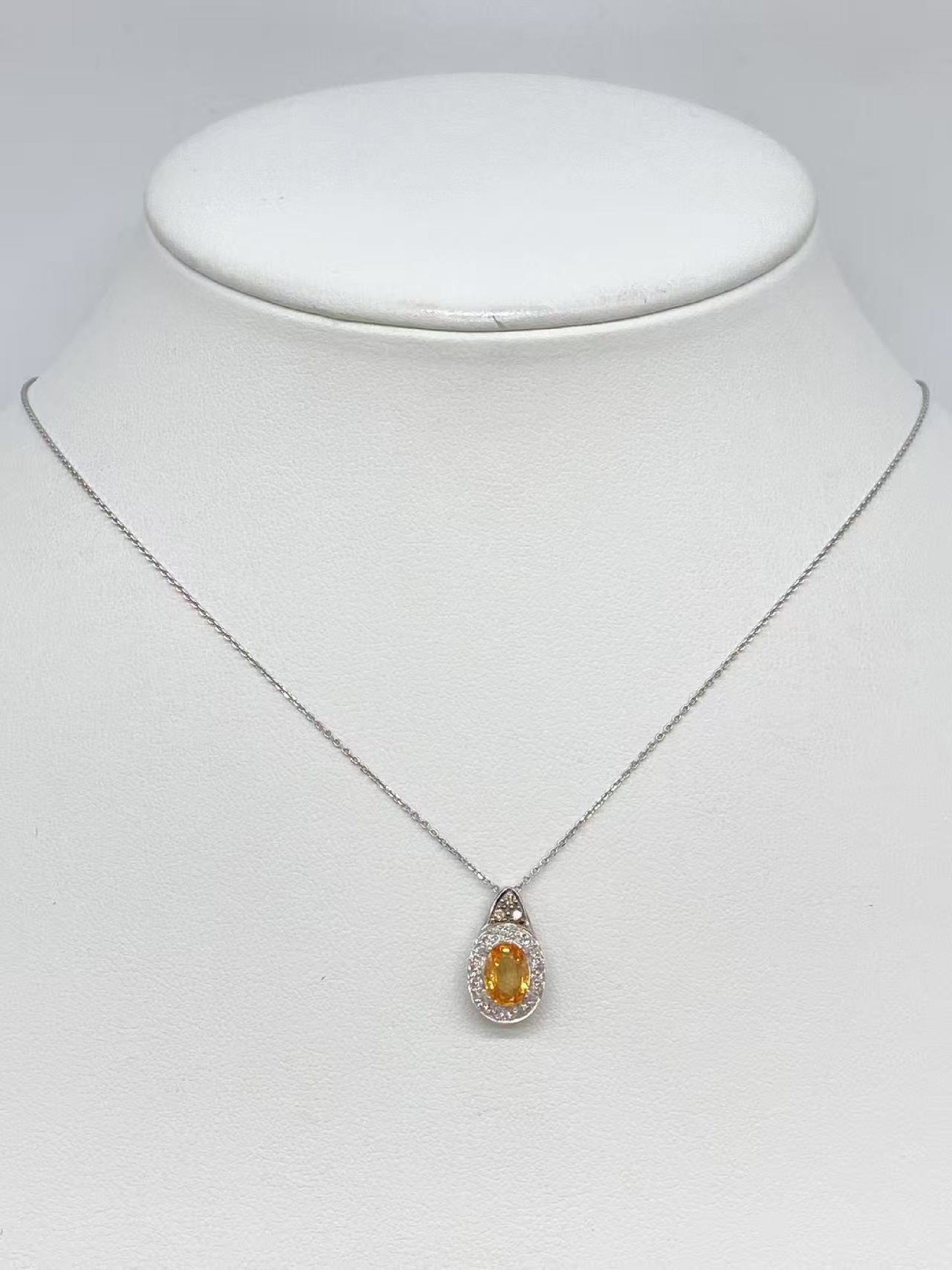 Colored Stone D0.16ct K18WG 3.0g Necklace 