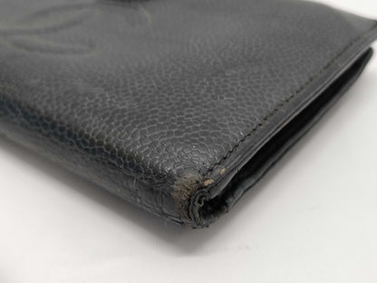 CHANEL Coco Mark Caviar Leather Long Wallet Black 7927409 Wallet