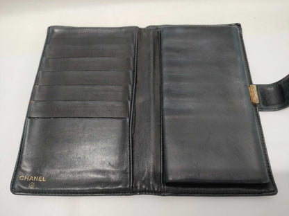CHANEL Coco Mark Caviar Leather Long Wallet Black 7927409 Wallet